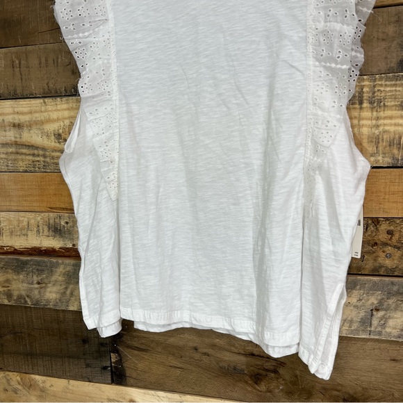 Anthropologie Pilcro Sustainable Ruffle Eyelet White Tunic Tank Size Medium - Picture 4 of 9